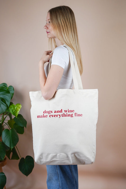 Baumwollbeutel Dogs Beige